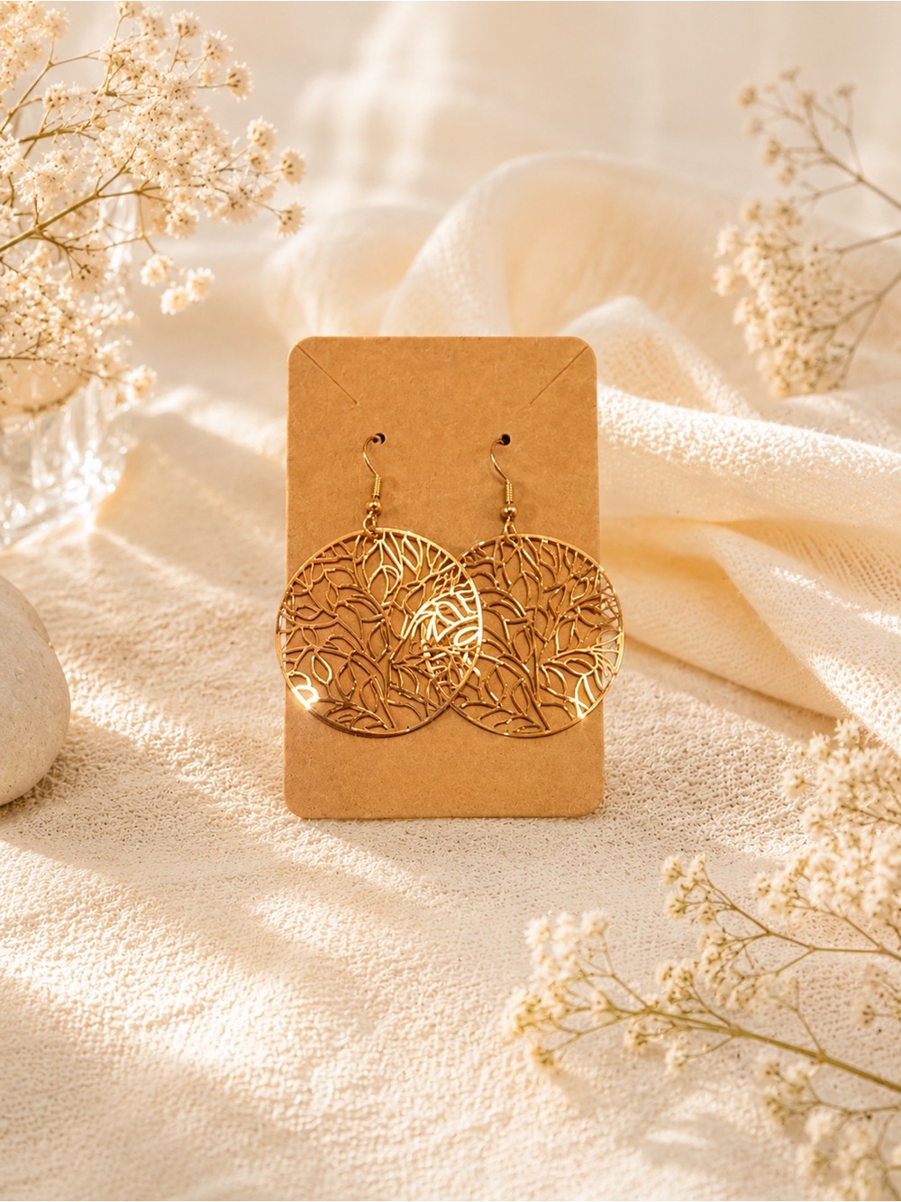 Rose Gold Filigree Circle Drop Earrings - Women Fashion Jewelry NWOT